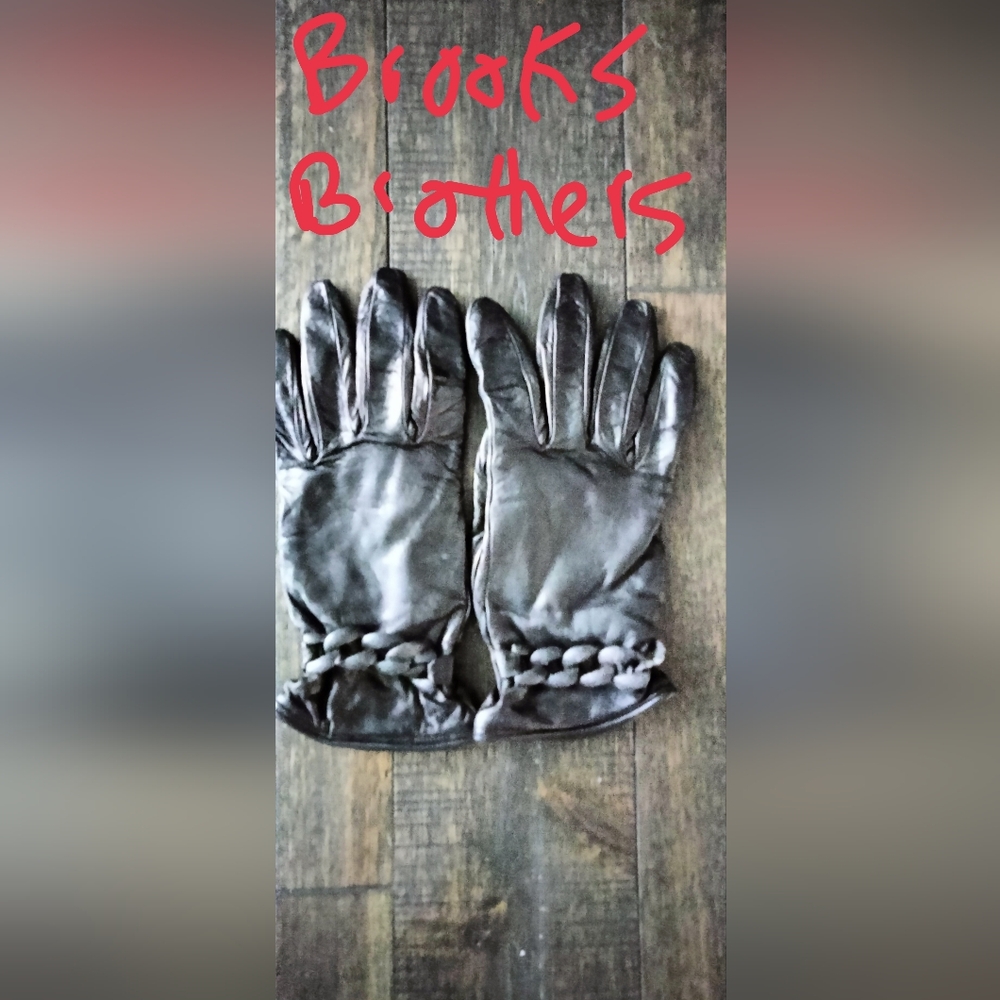 Brooks Brothers Women's Black Leather Gloves